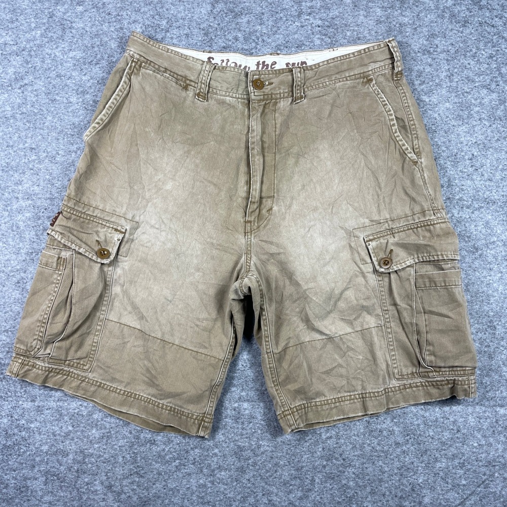 Vintage American Eagle Cargo Shorts Mens 34 (Fits 32x10) Khaki Military 90s